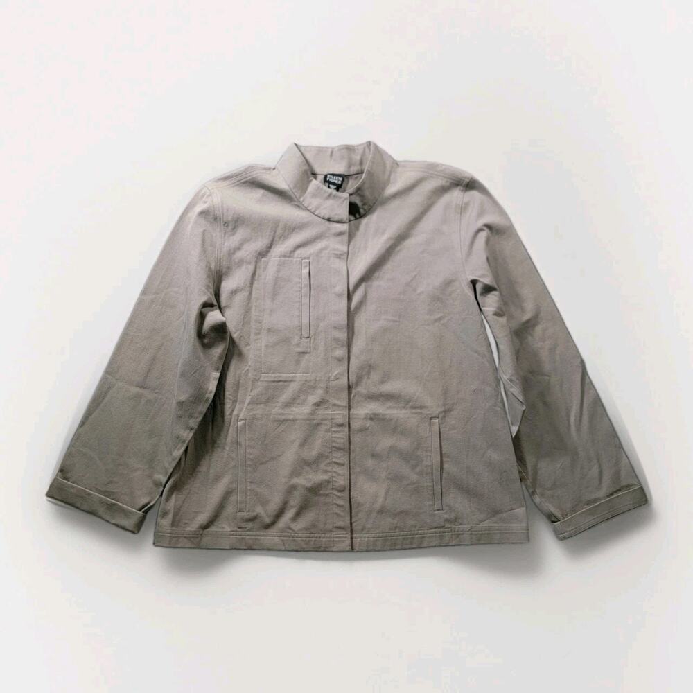 Eileen Fisher XL (L) Blazer Snap Jacket Stretch Taupe